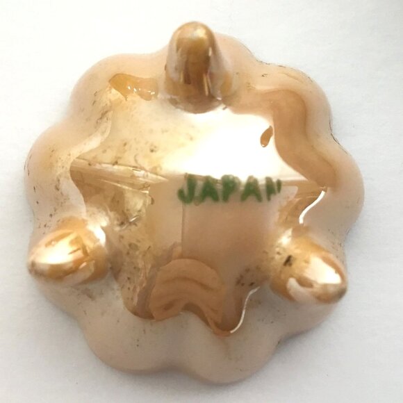 VTG Noritake Lusterware Hand Painted Footed Blue Peach Japanese Bowl 4 Salt Dips - Picture 11 of 11